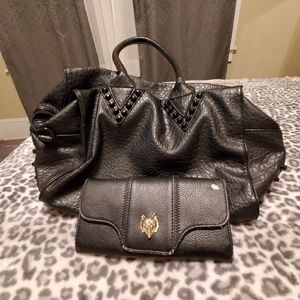 Black leather purse and wallet